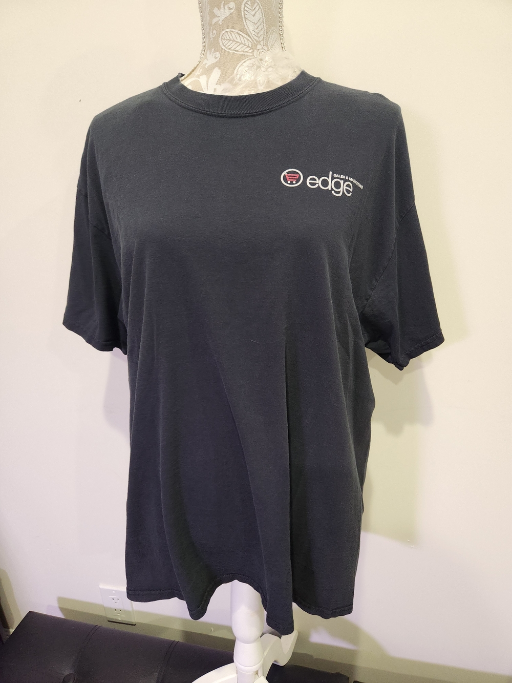 edge Men's Black Crewneck Tee with Small Logo